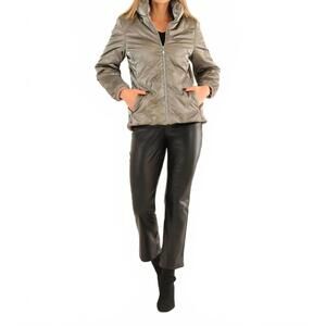NEW DOLCEZZA quilted zip-up jacket in taupe